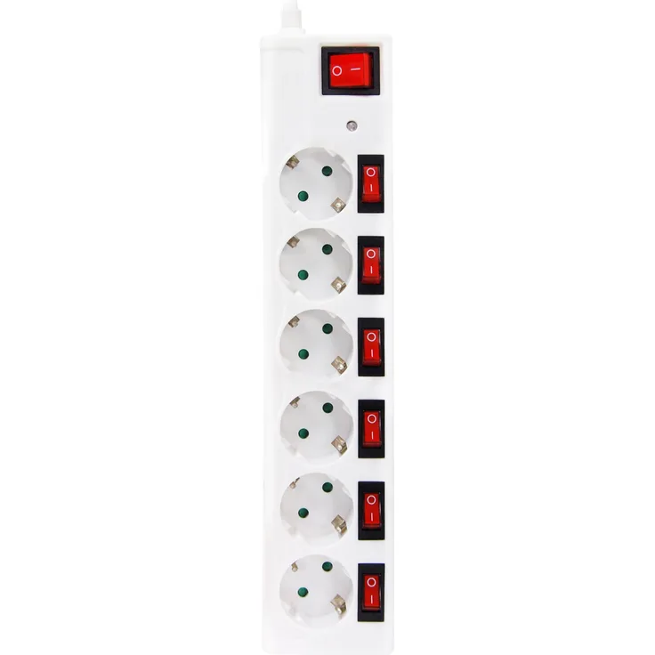 Garza - Reiher 420034 Power-Base lose Top 6-Fach Schuko mit Schalter Unabhängige, Schutz Überspannungsschutz, Kabel 1.5 mm x 1.5 m, Farbe, weiß, Medium