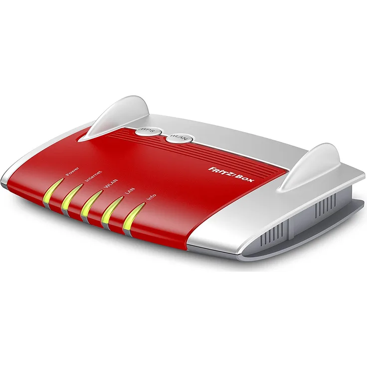 AVM FRITZ!Box 4020 WLAN-Router (für den Betrieb an einem Modem am Kabel--DSL--Glasfaser-Anschluss, WLAN N, 450 MBit-s (2,4 GHz) 4 x Fast-Ethernet, Mediaserver, deutschsprachige Version) rot-weiß