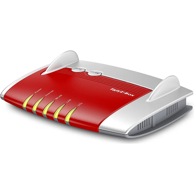 AVM FRITZ!Box 4020 WLAN-Router (für den Betrieb an einem Modem am Kabel--DSL--Glasfaser-Anschluss, WLAN N, 450 MBit-s (2,4 GHz) 4 x Fast-Ethernet, Mediaserver, deutschsprachige Version) rot-weiß – Bild 1