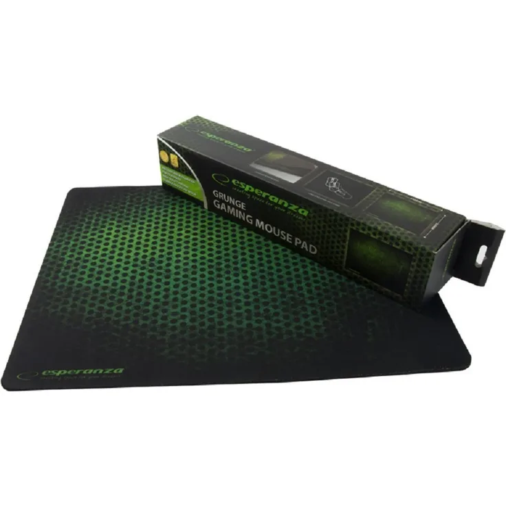 ESPERANZA groß Gaming Mauspad mit GRUNGE Motiv (Größe M, 300 x 240 x 3 mm) im Schwarz-Grün Farbe, Mouse Mat für Optische, Laser und Kugel Maus, Anti Rutsch Gummi