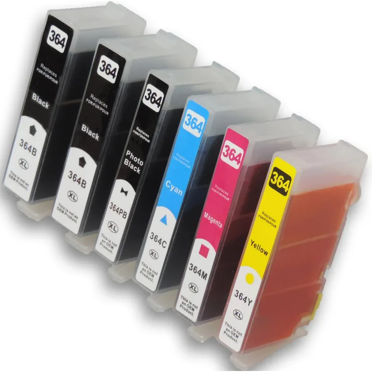 6 Patronen HP-364 XL Multipack 364XL kompatibel mit Photoschwarz Tintenpatrone