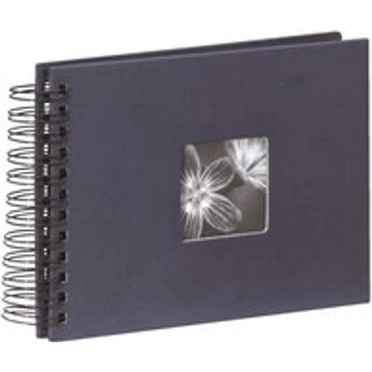 Hama Fotoalbum Spiralalbum, 50 schwarze Seiten, 25 Blatt, Größe 24 x 17 cm, mit Ausschnitt für Bildeinschub, Fotobuch blau – Bild 1