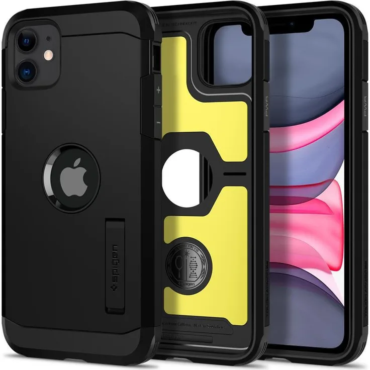 Spigen Tough Armor Kompatibel mit iPhone 11 Hülle, Doppelte Schutzschicht Extrem Fallschutz Handyhülle für iPhone 11 Case Schwarz 076CS27190