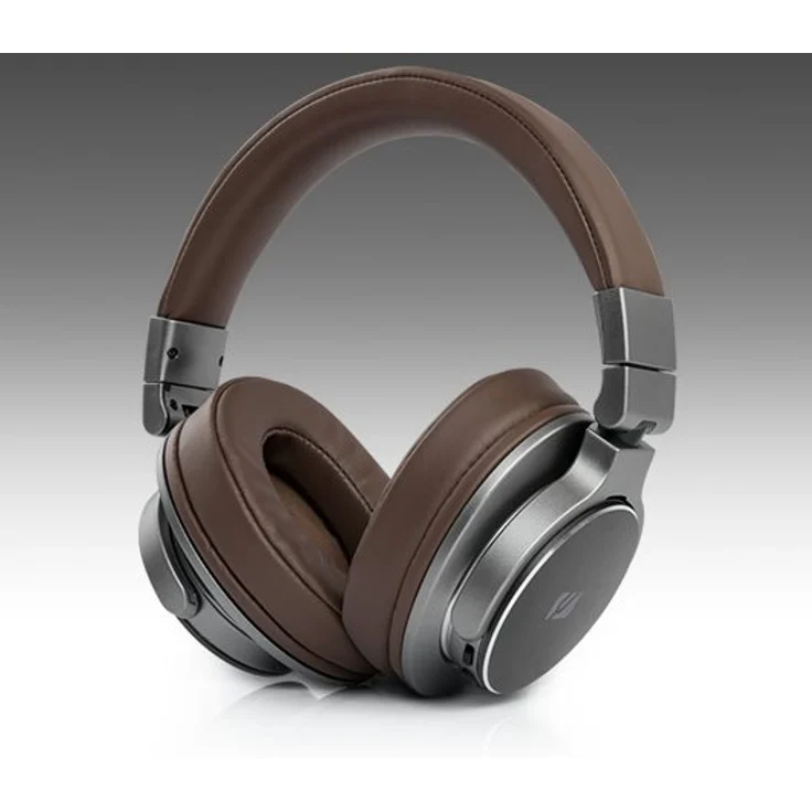 Muse M-278 BT Bluetooth Kopfhörer Over Ear, kabellose Wiedergabe bis zu 12 Stunden, faltbar, integriertes Headset, grau-braun – Bild 4