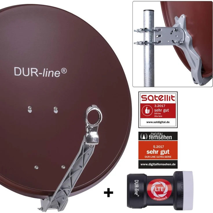 DUR-line Select 60/65 cm Sat Anlage 1 Teilnehmer Komplett Set rot – Bild 1