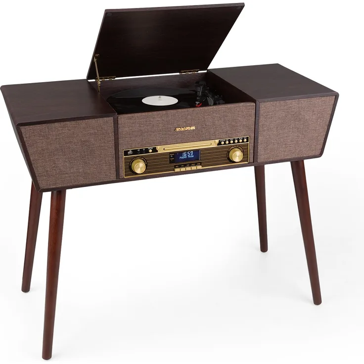 Belle Epoque 1912 Retro-Plattenspieler CD BT USB DAB+-UKW braun