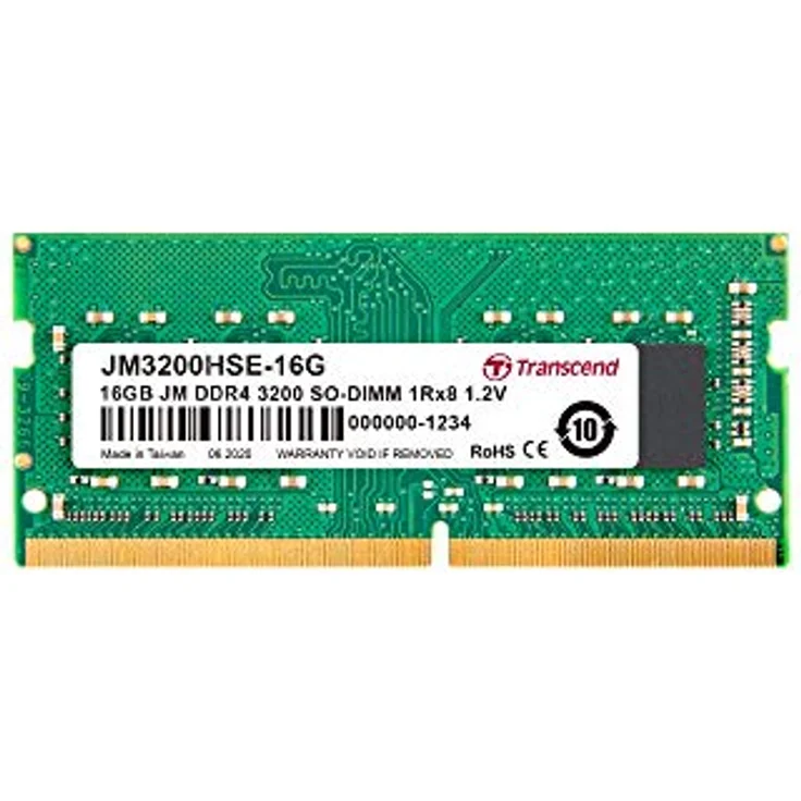 Transcend JM3200HSE-16G Arbeitsspeicher 16 GB DDR4 3200 MHz Arbeitsspeicher Modul (16 GB, DDR4, 3200 MHz, SO-DIMM) - Preisvergleich – Bild 1