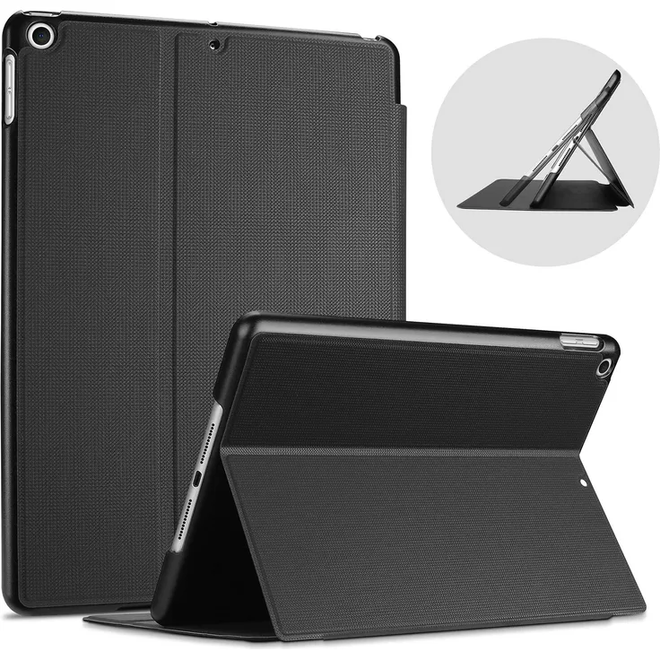 ProCase Buchdeckel Hülle für iPad 10.2 Zoll 2019 7th Generation (A2197/A2200/A2198) Klapp Leicht TPU Schutzhülle Urban Folio Case Smart Cover,Multi Ansichtsmodus+Auto Schlaf/-Wachfunktion -Schwarz