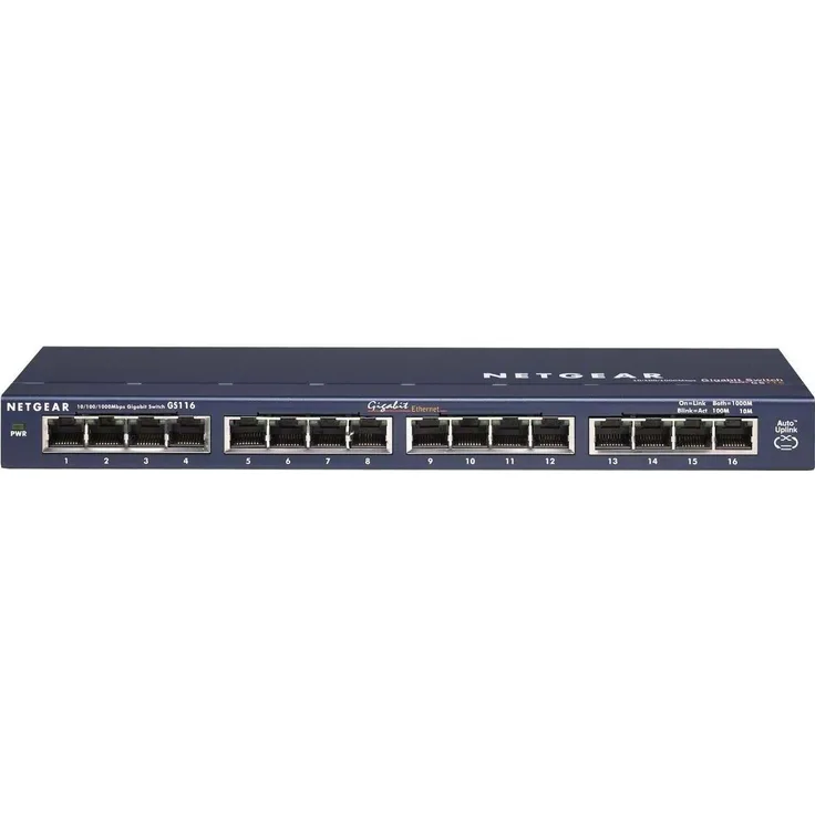 Netgear GS116GE 16-Port Gigabit Ethernet LAN Switch Unmanaged (für Desktop mit ProSAFE-Lifetime-) blau