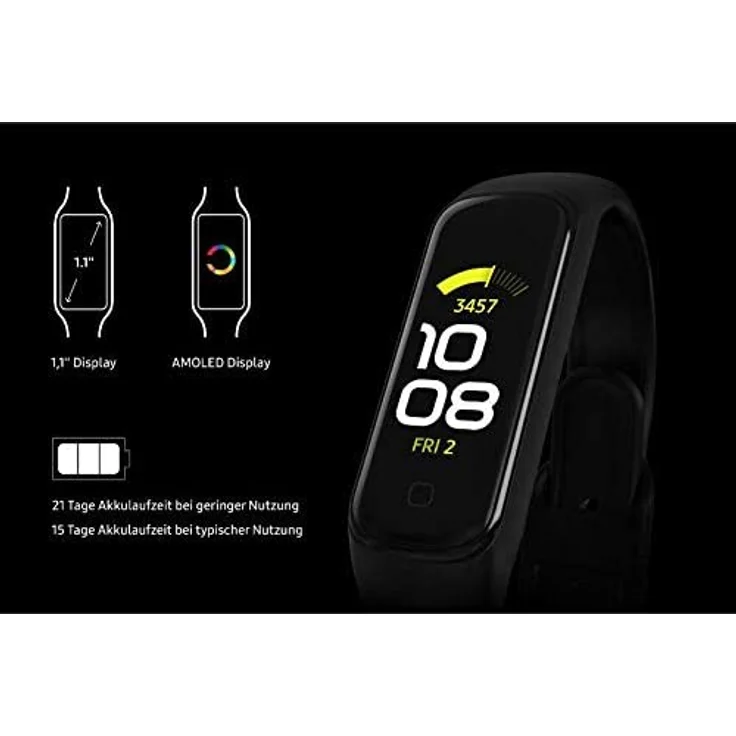 Samsung Galaxy Fit 2 Fitness-Tracker Unisex, Einheitsgröße, Silikonarmband, Schwarz – Bild 4