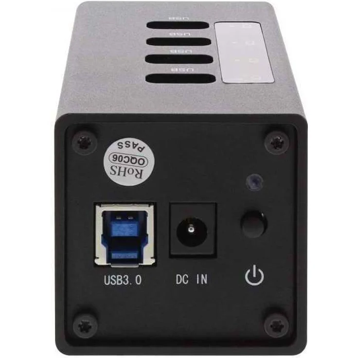 InLine 35395A USB 3.0 Hub, 4 Port, Aluminiumgehäuse, schwarz, mit 2,5A Netzteil – Bild 2