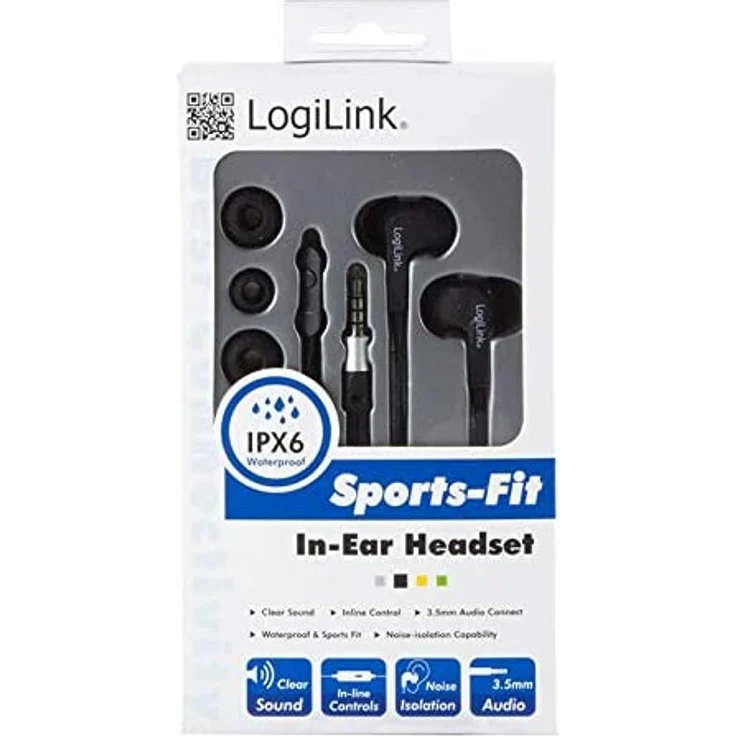LogiLink Stereo Headset 3,5mm mit (2er Pack) Ear Bud In-Ear Kopfhörer, mit Mikrofon, schwarz – Bild 2