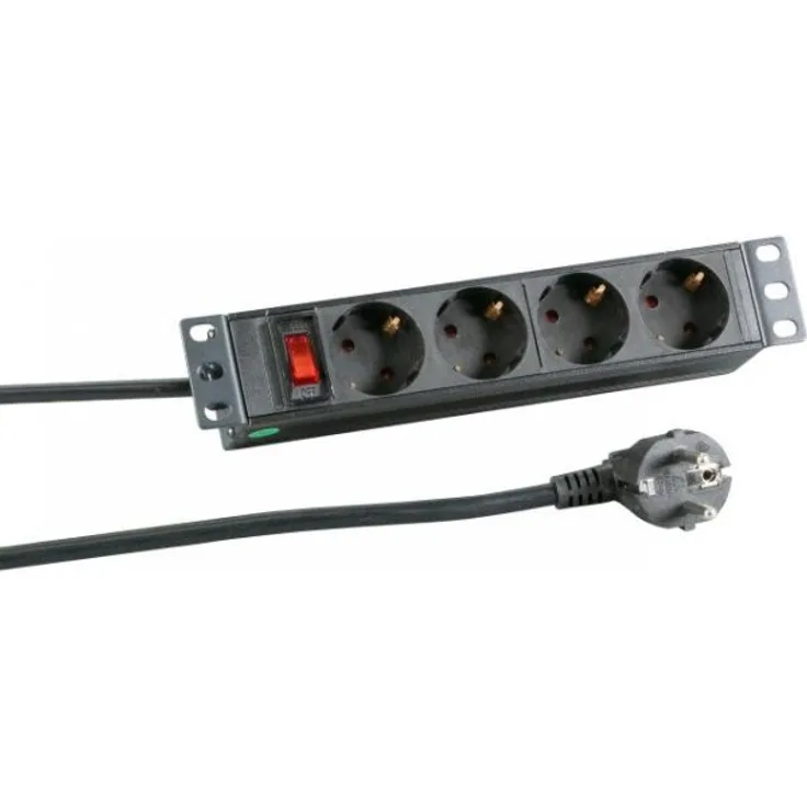 EFB-Elektronik 10'' 1HE Steckdosenleiste 4xE 7-3 mit Schalter in Alu sw, EK631DE.11