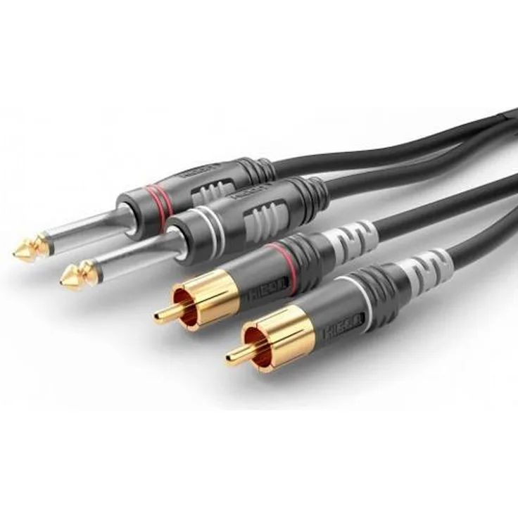 Hicon HBA-62C2-0300 Klinke - Cinch Audio Anschlusskabel (2x Klinkenstecker 6.3mm (mono) - 2x Cinch-Stecker) 3.00m Schwarz