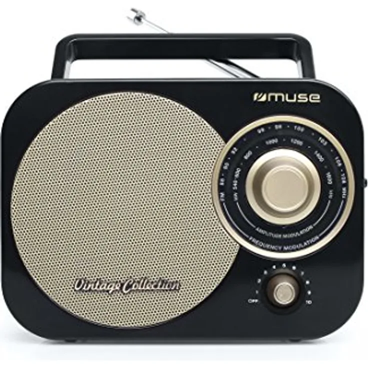 Muse M-055 RB Tragbares 2 Band-Radio FM-MW, Vintage Stil, Tragegriff, Teleskopantenne schwarz