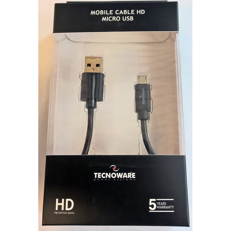 TECNOWARE FCM17199 - USB Kabel (1 m, USB A, Micro-USB B, 2.0, Male Connector-Male Connector, Schwarz)