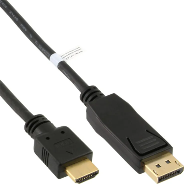 InLine 17182 DisplayPort zu HDMI Konverter Kabel, schwarz, 2m