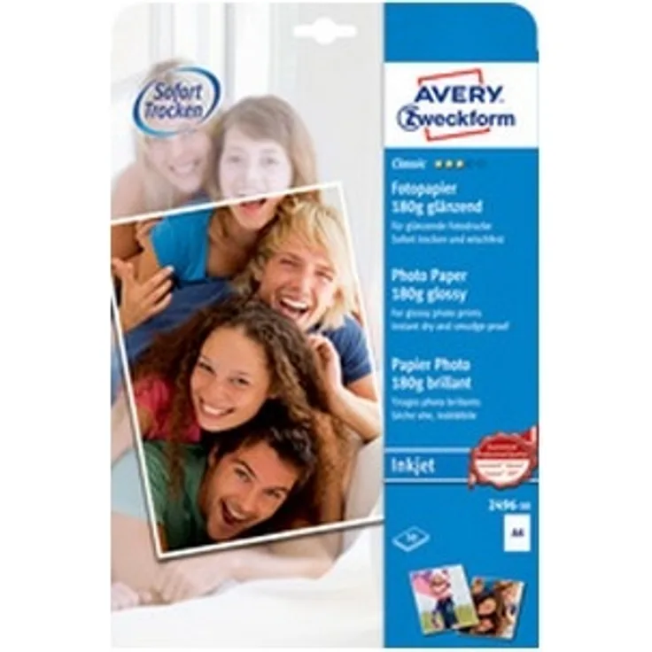 AVERY Zweckform 2415 Classic Inkjet Fotopapier DIN A4, einseitig beschichtet, hochglänzend, 160 g-m², 40 Blatt - Preisvergleich