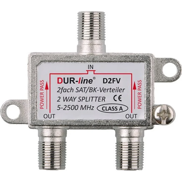 Dur-line BK-SAT- Verteiler 2-fach Frequenzbereich: 5 - 2500 MHz mit DC-Durchgang Schirmungsmaß: 100 dB – Bild 1