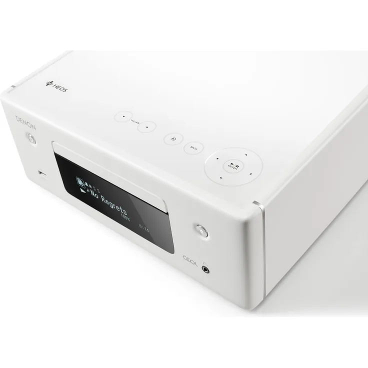 Denon RCD-N10 Kompaktanlage, HiFi Verstärker, CD-Player, Internetradio, Musikstreaming, HEOS Multiroom, Bluetooth & WLAN, AirPlay 2, Alexa Kompatibel, 2 Optische TV-Eingänge, ohne Lautsprecher, weiß