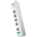 APC Surge Protector - PM5T-GR - Steckdosenleiste mit Überspannungsschutz (5-fach Stecker Schuko, schaltbar, 2 Telefon-Schutz-Ausgänge - Farbe: weiß)