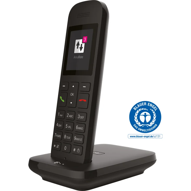 Telekom Sinus 12 Festnetz Telefon schnurlos, 5 cm Farbdisplay, beleuchtete Tastatur, anschlussunabhängige Nutzung an allen handelsüblichen Routern und Standardanschlüssen, Analog-Telefon mit Basis, schwarz – Bild 1