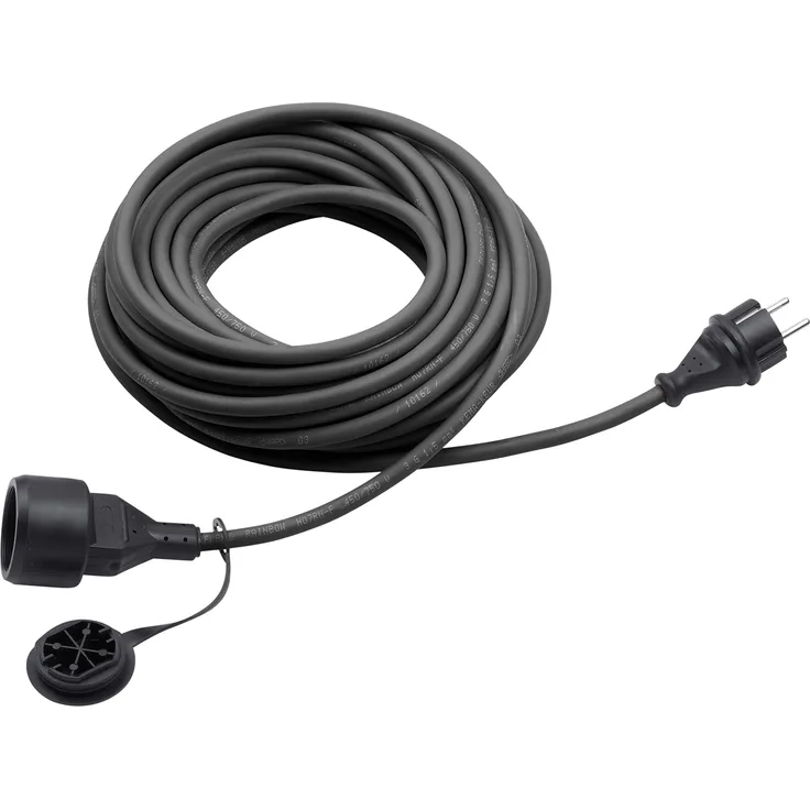 Meister Schutzkontakt-Verlängerung - 25 m Kabel - schwarz - Gummischlauchleitung - IP44 Außenbereich - Verlängerungskabel mit Kindersicherung - Schuko-Verlängerung - 7435720