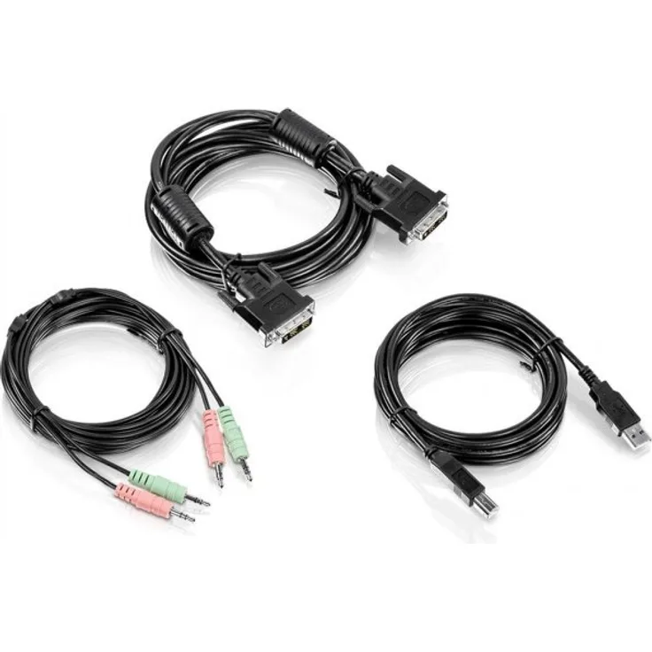 TRENDnet TK-CD10 10 ft. DVI-I-, USB- und Audio-KVM-Kabel-Set (Anschluss eines DVI-Computers an den TRENDnet TK-232DV KVM-Switch, USB-Maus-Tastatur, DVI-I und 3,5 mm Audioanschlüsse)