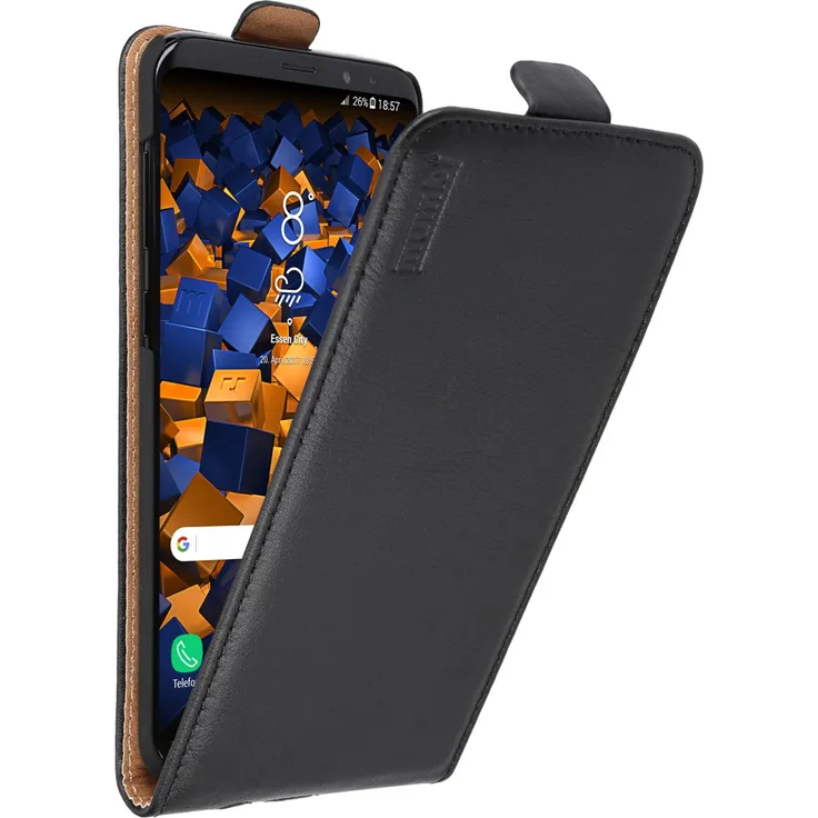 mumbi Flip Case Ledertasche, geeignet für Samsung Galaxy S8 Plus, Flipstyle-Tasche, schwarz