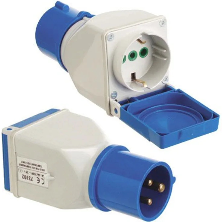 Wolfpack Industrieller Adapter Cetac-SchuKo mit Deckel, 2-polig