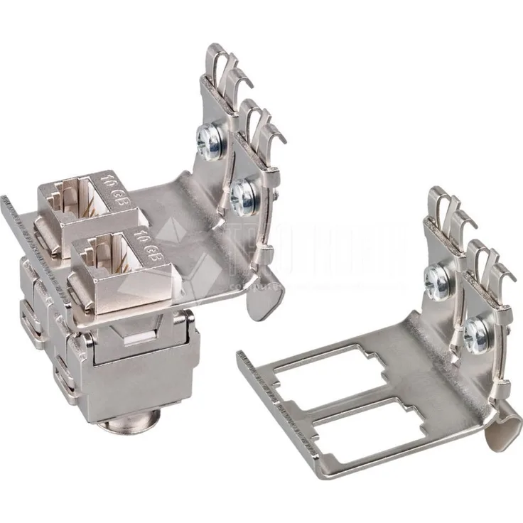 Wirewin Hutschienenadapter für Montage von 2 Keystone Jacks, Metall Keystone System (WKS DIN RAIL HOLDER 2)
