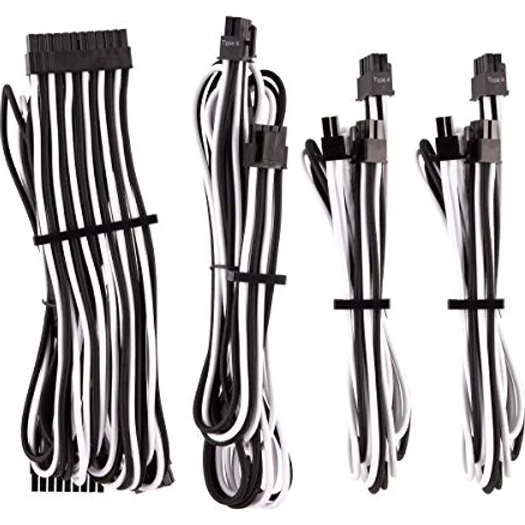 Corsair Premium individually sleeved starter kit (Type 4, Generation 4) - Stromkabelkit - Schwarz, weiß (CP-8920220) – Bild 1
