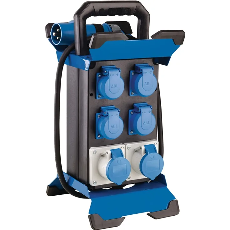 as - Schwabe STECKY 14 E-Stromverteiler mit 2,5 m schwerer Gummischlauchleitung H07RN-F 3G2,5 – 4x Schuko- (230 V, 16 A) + 2x E-Steckdosen (230 V, 16 A) – Outdoor – IP44 – Made in Germany I 60869