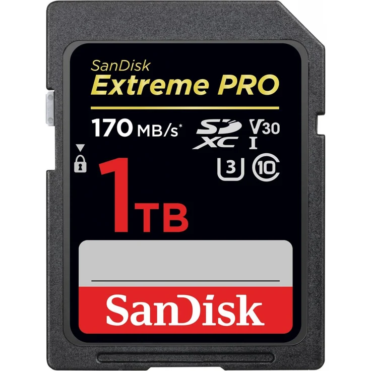 SanDisk Extreme PRO SDXC UHS-I Speicherkarte 1 TB (170 MB-s, U3, V30, SD Karte für 4K-UHD-Video, temperaturbeständig, wasserdicht, stoßfest) schwarz – Bild 1