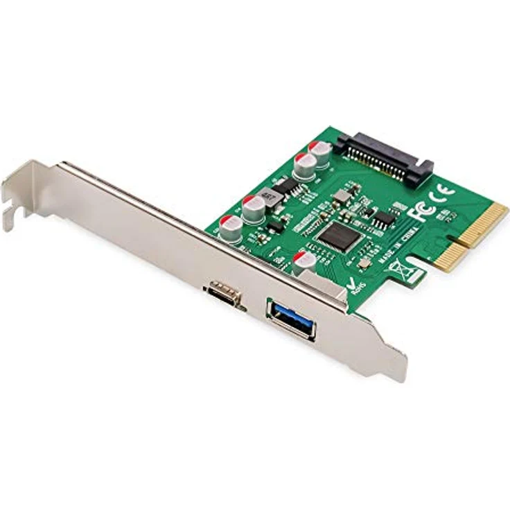 DIGITUS IO-Karte - PCIe - USB 3.1 Schnittstellen-Karte - 2-Port - 1x USB-C & 1x USB Typ-A - 10 Gbit-s - Chipsatz ASM1142 – Bild 1