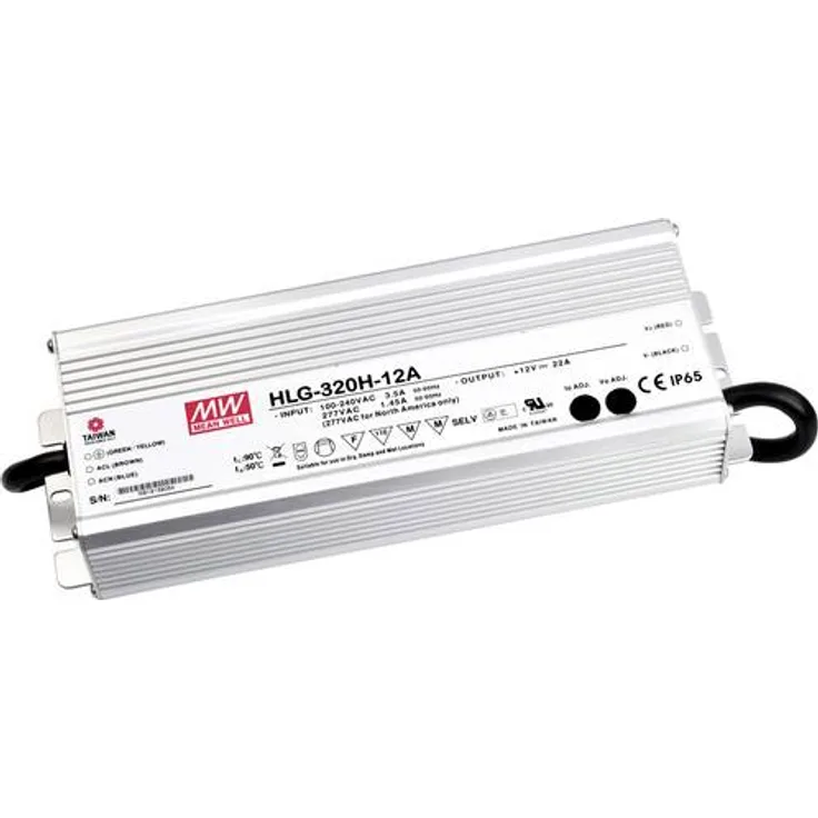 Mean Well HLG-320H-24A LED-Treiber, LED-Trafo Konstantspannung, Konstantstrom 320W 13.3A 24 V/DC PFC-Schaltkreis, Überlastschutz