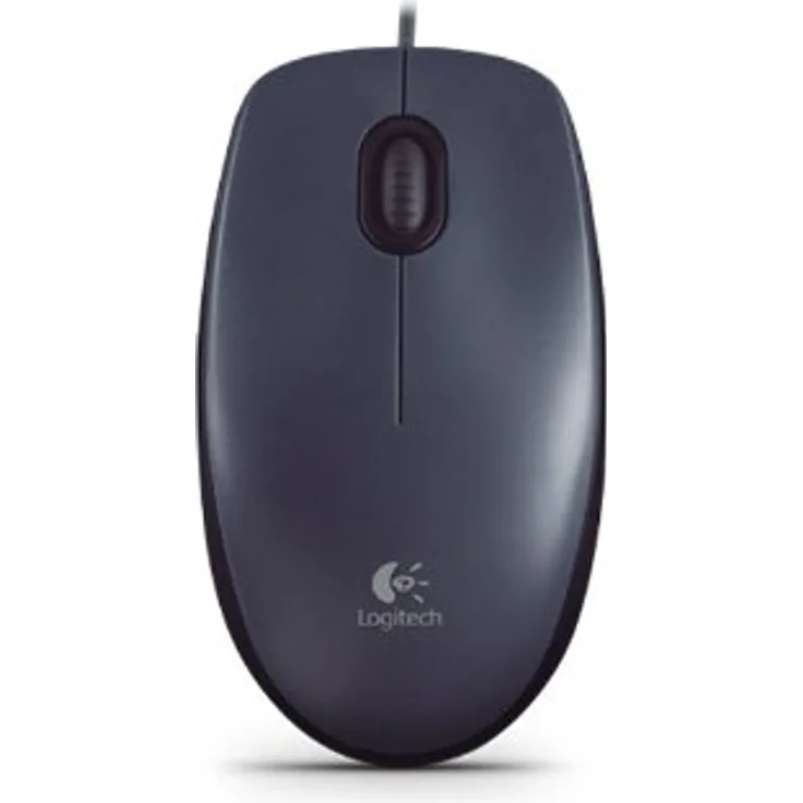 Logitech M90 Maus mit Kabel, 1000 DPI Sensor, USB-Anschluss, 3 Tasten, Für Links- und Rechtshänder, PC-Mac - schwarz