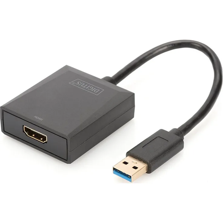 DIGITUS USB 3.0 Grafik Adapter, USB A zu HDMI Typ A, Full HD, 1920x1080 Pixel, Kunststoff, Schwarz