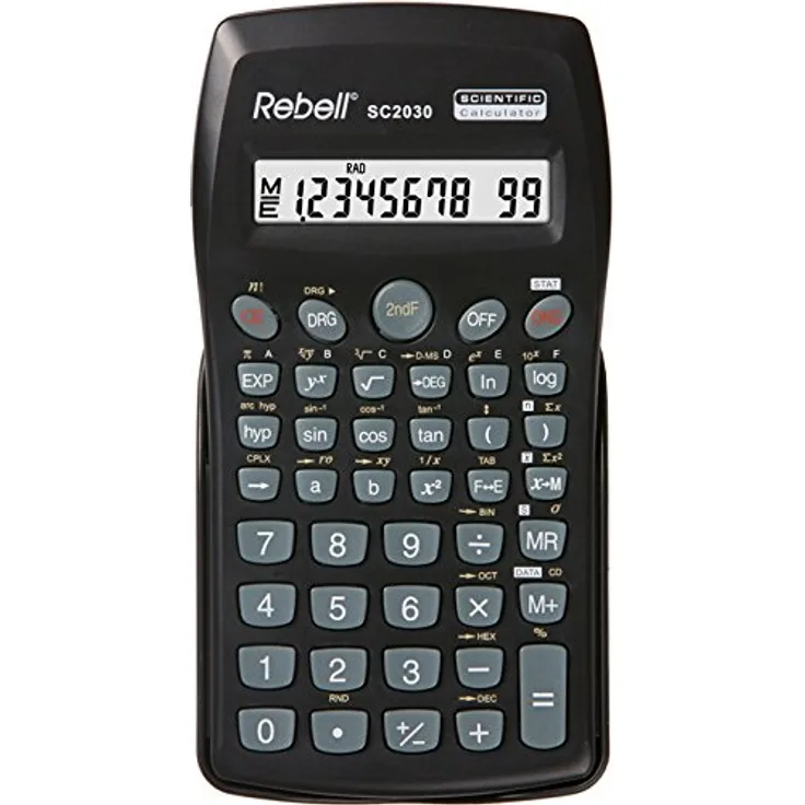 Rebell SC2030 Tasche Wissenschaftlicher Taschenrechner schwarz Taschenrechner – Taschenrechner (Tasche, wissenschaftlicher Taschenrechner, 10 Zahlen, 1 Zeilen, Akku-Batterie, Schwarz)
