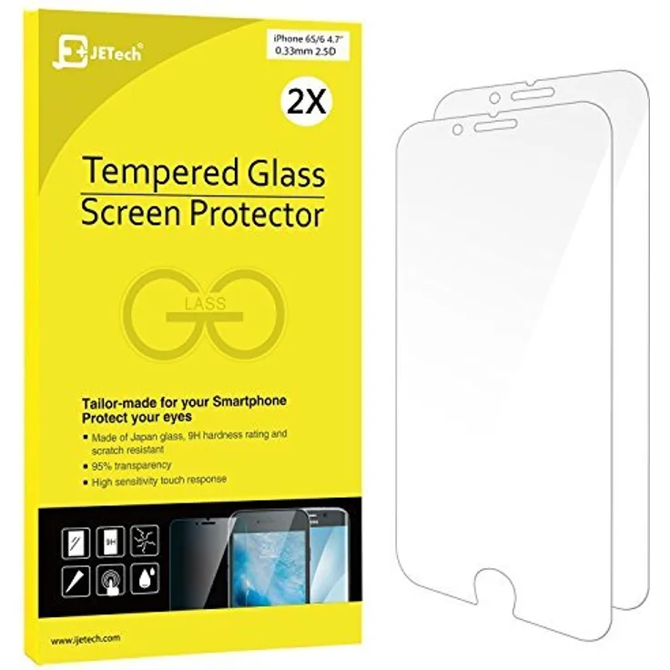 JETech Panzerglas für iPhone 6s iPhone 6, Gehärtetem Glas Schutzfolie, 2 Stück