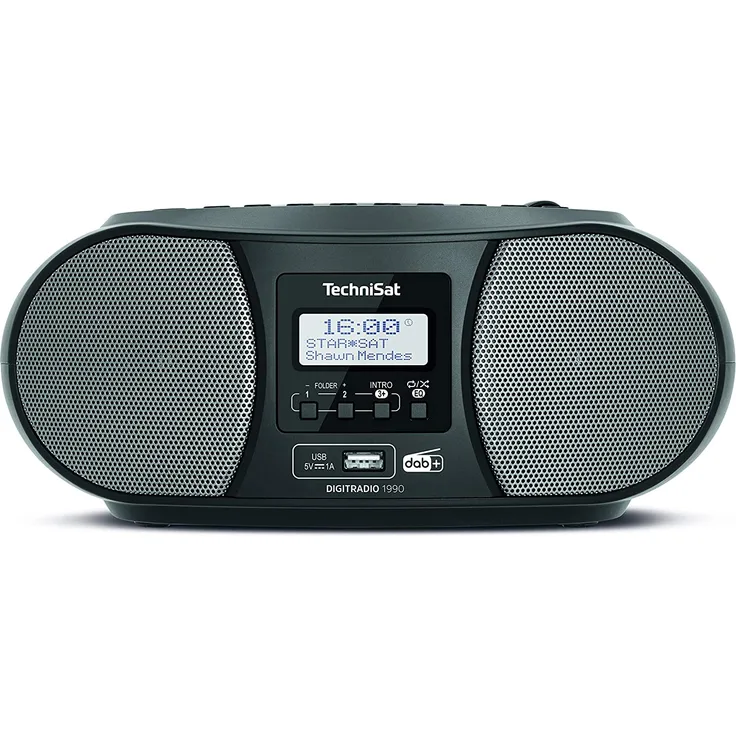 TechniSat Digitradio 1990 CD-Radio mit Bluetooth, LCD-Display, Wecker, schwarz, grau