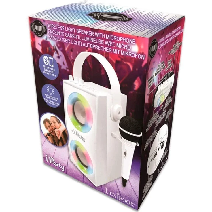 Lexibook iParty Party Bluetooth-Lautsprecher mit Lichteffekt, geeignet für Karaoke, weiß – Bild 4