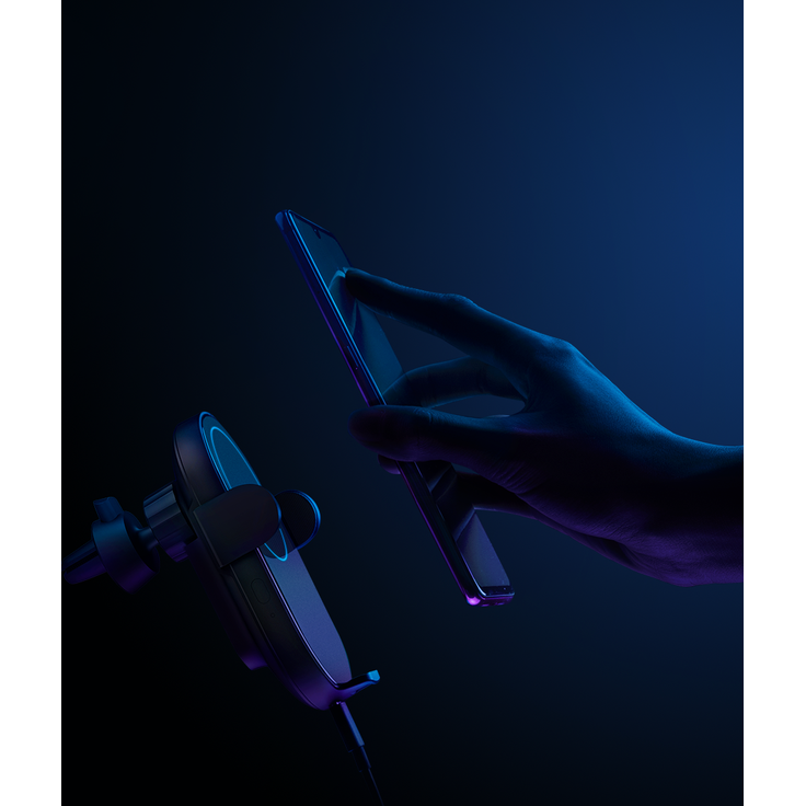 Xiaomi Mi 20 W Wireless Car Charger Qi/EPP Ladepad (Induktionsdistanz bis zu 4 mm, autom. Festklemmen des Smartphones, Smart LED, 27 W Autoadapter, Installation an Lüftungsschlitz oder via Saugnapf), Kfz-Ladegerät, schwarz – Bild 2