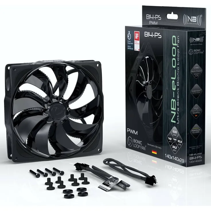 NoiseBlocker NB-eLoop B14-PS - Black Edition - Gehäuselüfter - 140 mm - Schwarz (ITR-B14-PS-BL) - Preisvergleich