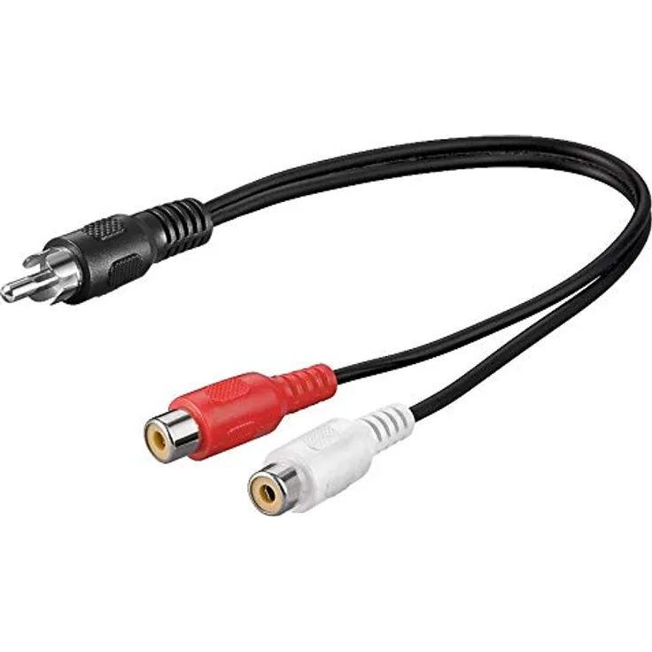 PremiumCord Cinch Kabel 0, 2m, 1x Cinch RCA Stecker auf 2X Cinch RCA Buchse, Audio Video Adapterkabel, Stereo, für TV, Handys, MP3, HiFi, Farbe schwarz