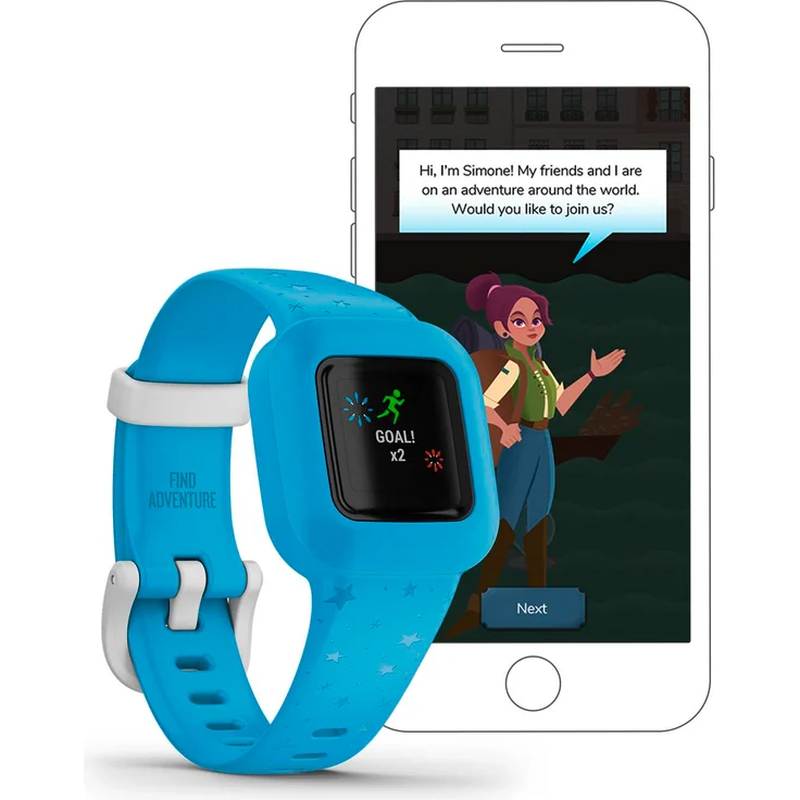 Garmin vívofit jr. 3 Aktivitätstracker für Kinder, Einheitsgröße, Silikonarmband, Blaue Sterne (010-02441-02) – Bild 8