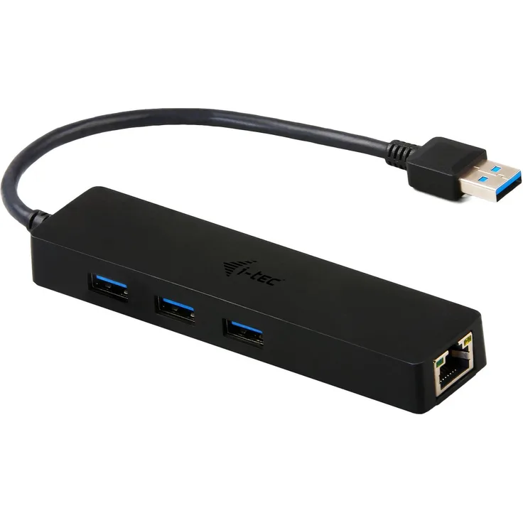 i-tec USB 3.0 Slim HUB 3 Port + Gigabit Ethernet Adapter, USB 3.0 auf RJ-45, 10-100-1000 Mbps, 3x USB 3.0 Port, für Notebook Ultrabook Tablet PC, Windows Mac Linux Android