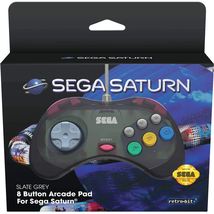Retro-Bit Official SEGA Saturn Control Pad - Slate Grey – Bild 1