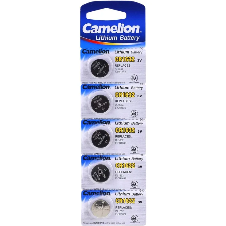 Camelion 13005632 Lithium Knopfzelle, CR1632, 5er-Pack