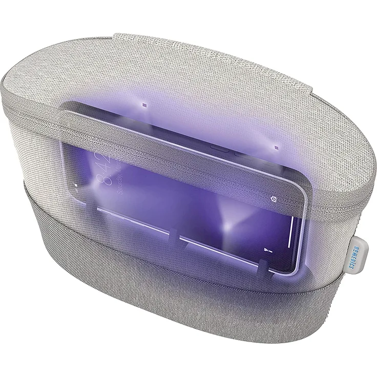 HoMedics UV-Clean tragbares UVC Desinfektionsgerät, UV Sterilisator, tötet bis zu 99,9 % der Bakterien und Viren auf DNA-Ebene, ohne Chemikalien, Desinfektionsbox, grau